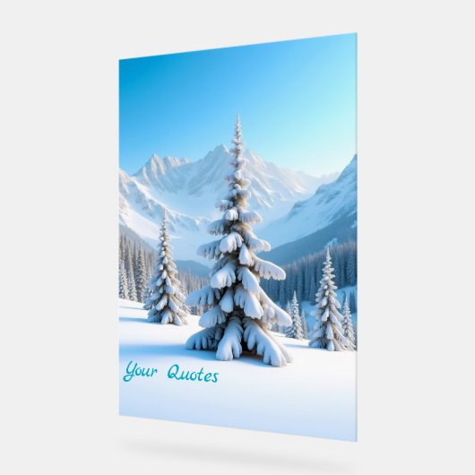 Serene Snowy Mountain Landscape & Winter Pine Tree Acrylschild (Winkel)