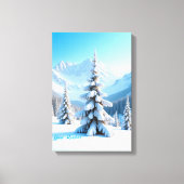 Serene Snowy Mountain Landscape & Winter Pine Tree Leinwanddruck (Vorderseite)