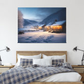 Serene Snowy Night: Die Stille der Schneeflocken Leinwanddruck (Insitu (Schlafzimmer))