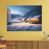 Serene Snowy Night: Die Stille der Schneeflocken Leinwanddruck (Insitu (Wohnzimmer))