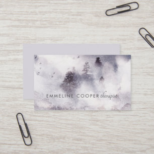 Serene Soft Watercolor Trees Business Card Visitenkarte