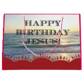 Serene Sonnenuntergang über dem Ozean glücklich Ge Große Geschenktüte (Vorderseite)