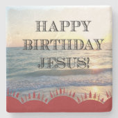 Serene Sonnenuntergang über dem Ozean glücklich Ge Steinuntersetzer (Vorderseite)