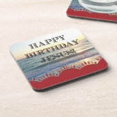 Serene Sonnenuntergang über dem Ozean glücklich Ge Untersetzer (Linke Seite)