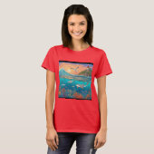 Serene Sonnenuntergang über dem Ozean mit steil an T-Shirt (Vorne ganz)