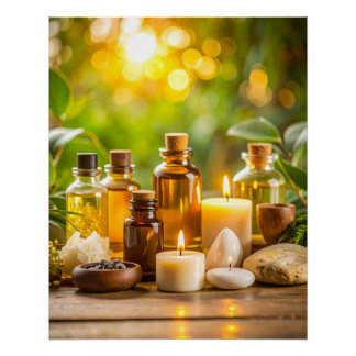 Serene Spa Essential Oils & Candles Wall Art Poster