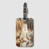 Serene Spirits: Zwei Gänse im Wasser Gepäckanhänger (Vorderseite Vertikal)