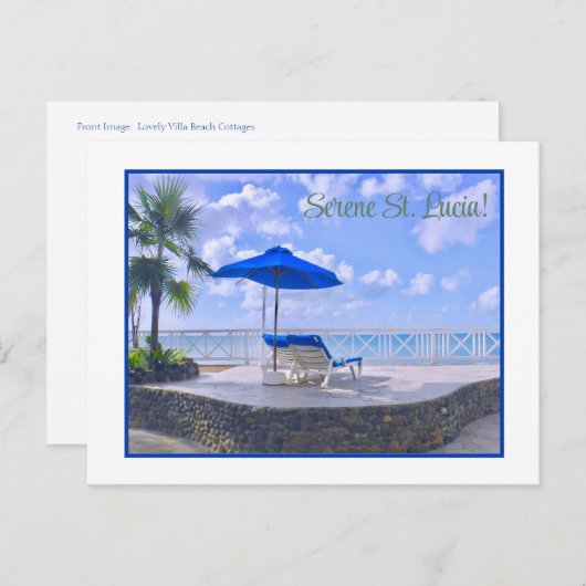 SERENE ST. LUCIA/STÜCK AM MEER POSTKARTE (Vorne/Hinten)