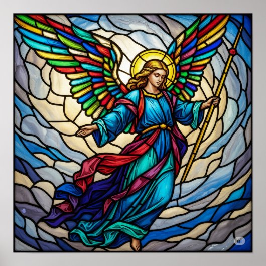Serene Stains Glas Angel Art Design Poster (Vorne)