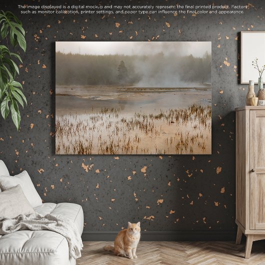 Serene Steam: Eine Friedliche Yellowstone-Szene Leinwanddruck