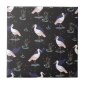 Serene Stork Pond Pattern - Elegante Spiegelungen Fliese (Vorderseite)