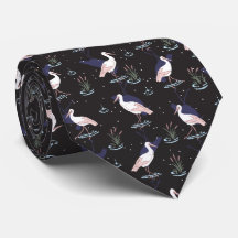 Serene Stork Pond Pattern - Elegante Spiegelungen