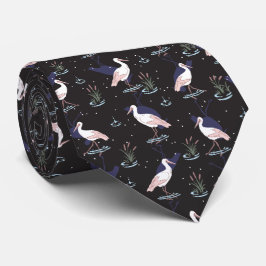 Serene Stork Pond Pattern - Elegante Spiegelungen Krawatte