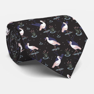 Serene Stork Pond Pattern - Elegante Spiegelungen Krawatte