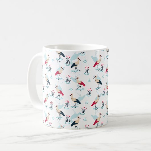 Serene Stork Sanctuary - Eleganter Teich Szene Kaffeetasse (Vorderseite Links)