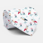Serene Stork Sanctuary - Eleganter Teich Szene Krawatte (Gerollt)
