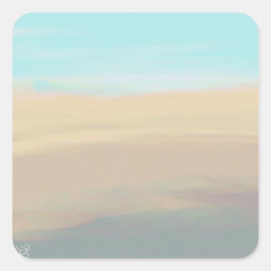 Serene Strand und Wasseraufkleber Quadratischer Aufkleber (Vorderseite)