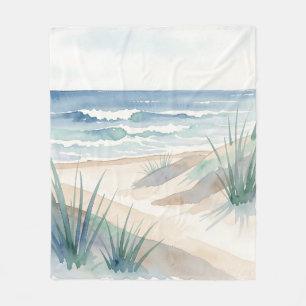 Serene Stranddünen Ozean Wasserfarbe Küste Fleecedecke