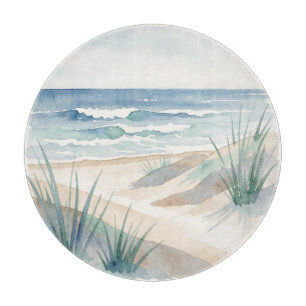 Serene Stranddünen Ozean Wasserfarbe Küste Schneidebrett