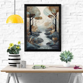 Serene Stream: Eine ruhige Waldlandschaft Poster