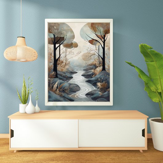 Serene Stream: Eine ruhige Waldlandschaft Poster