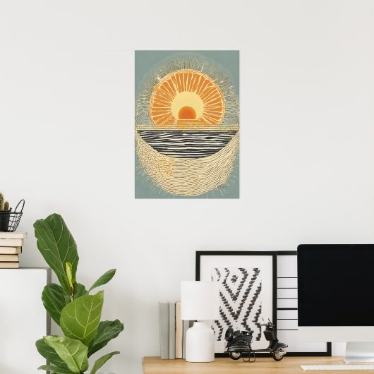 Serene Sun Illustration Wall Art Poster (Heimbüro)