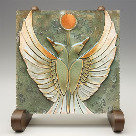 Serene Sunrise - Abstrakte geflügelte Keramik Tile Fliese