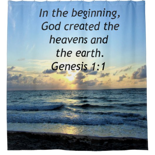 SERENE SUNRISE GENESIS 1:1 FOTO SCRIPTURE DUSCHVORHANG (Vorderseite)