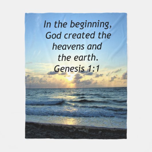 SERENE SUNRISE GENESIS 1:1 FOTO SCRIPTURE FLEECEDECKE (Vorderseite)