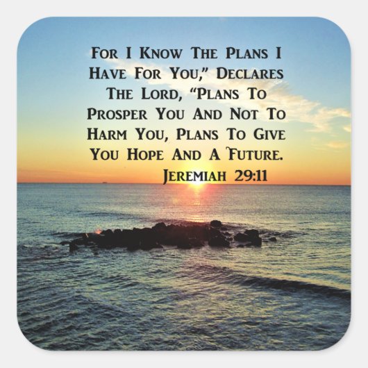SERENE SUNRISE JEREMIAH 29:11 SCRIPTURE DESIGN QUADRATISCHER AUFKLEBER (Vorderseite)