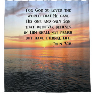 SERENE SUNRISE JOHN 3:16 FOTO DESIGN DUSCHVORHANG
