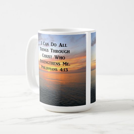 SERENE SUNRISE PHILIPPIANS 4:13 FOTO SCRIPTURE KAFFEETASSE (Vorderseite Links)