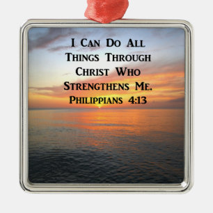 SERENE SUNRISE PHILIPPIANS 4:13 FOTO SCRIPTURE ORNAMENT AUS METALL