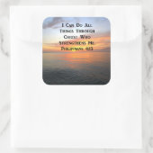 SERENE SUNRISE PHILIPPIANS 4:13 FOTO SCRIPTURE QUADRATISCHER AUFKLEBER (Tasche)