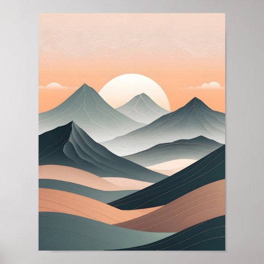 Serene Sunrise über schleichende Berge Poster (Vorne)