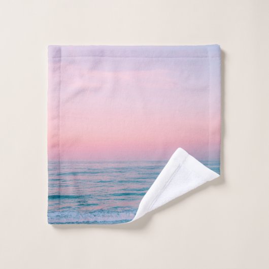 Serene Sunset | Abstrakter Strand in Blaurosa Past Badhandtuch Set (Waschlappen)