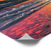 Serene Sunset Beach: Abstrakter japanisch-Inspirie Poster (Ecke)