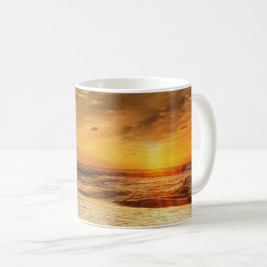 Serene Sunset Beach - ruhiger Küstenstreifen Kaffeetasse (VorderseiteRechts)