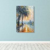 Serene Sunset by Water Impressionist Landschaft Ku Leinwanddruck (Insitu (Holzboden))