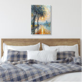 Serene Sunset by Water Impressionist Landschaft Ku Leinwanddruck (Insitu (Schlafzimmer))