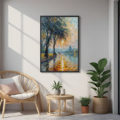 Serene Sunset by Water Impressionist Landschaft Ku Poster