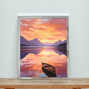 Serene Sunset Canoe Ride Fotodruck