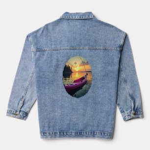 Serene Sunset Kayak: Ein Moment des ruhigen Fische Jeansjacke