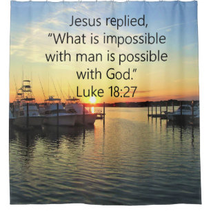 SERENE SUNSET LUKE 18:27 SCRIPTURE DESIGN DUSCHVORHANG