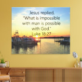 SERENE SUNSET LUKE 18:27 SCRIPTURE DESIGN LEINWANDDRUCK (Insitu (Wohnzimmer))