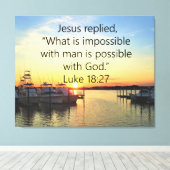 SERENE SUNSET LUKE 18:27 SCRIPTURE DESIGN LEINWANDDRUCK (Insitu (Holzboden))