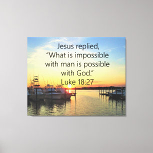 SERENE SUNSET LUKE 18:27 SCRIPTURE DESIGN LEINWANDDRUCK