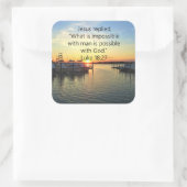 SERENE SUNSET LUKE 18:27 SCRIPTURE DESIGN QUADRATISCHER AUFKLEBER (Tasche)