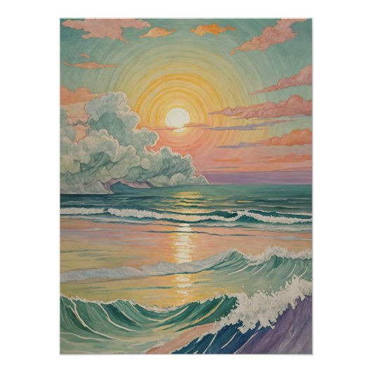 Serene Sunset on the Waves Poster (Vorderseite)
