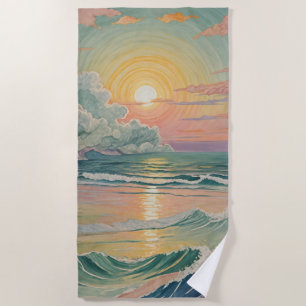 Serene Sunset on the Waves Strandtuch